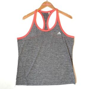 Adidas‎ climalite Racerback Running Tank, Size L, Gray with coral trim, NWOT